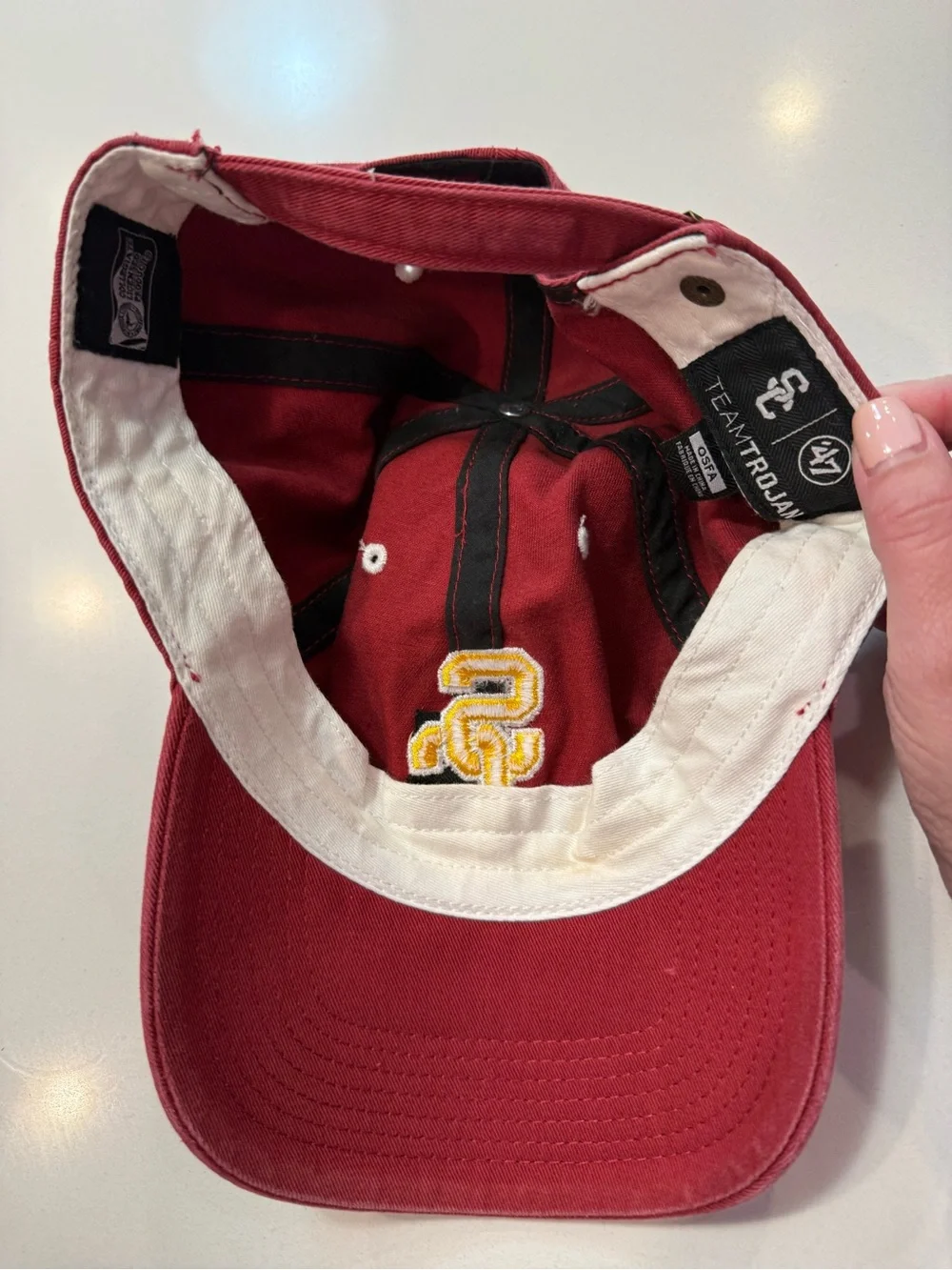 47 Brand USC Team Trojan Red Adjustable Baseball Hat One‎ Size Embroidered.